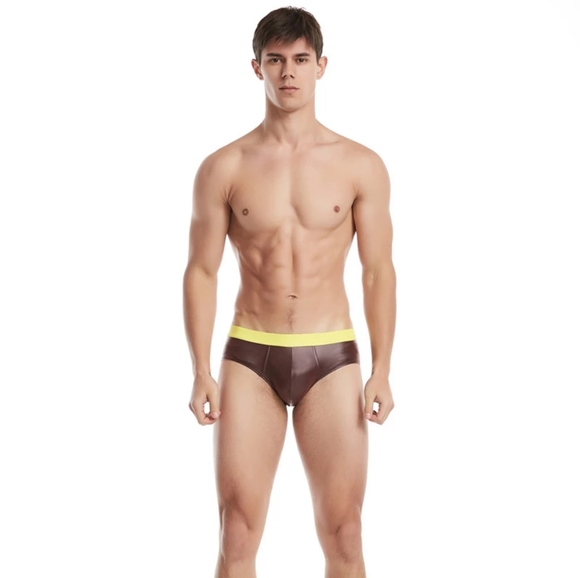 Faux Leather Briefs - Yellow - Picture 5 of 5